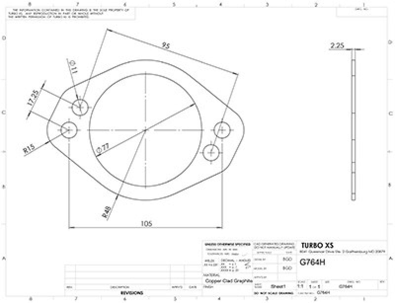 Turbo XS 4 Hole 3in Gasket 105mm Center-to-Center