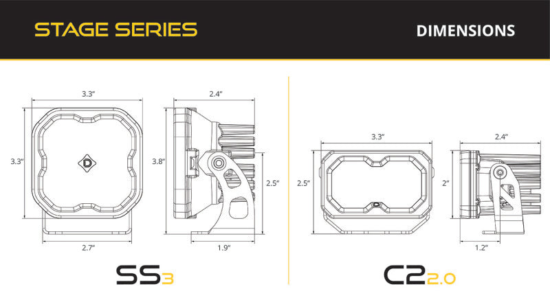 Diode Dynamics Crosstrek Stage Series 2in LED Ditch Light Kit - Sport Yellow Combo - view 10