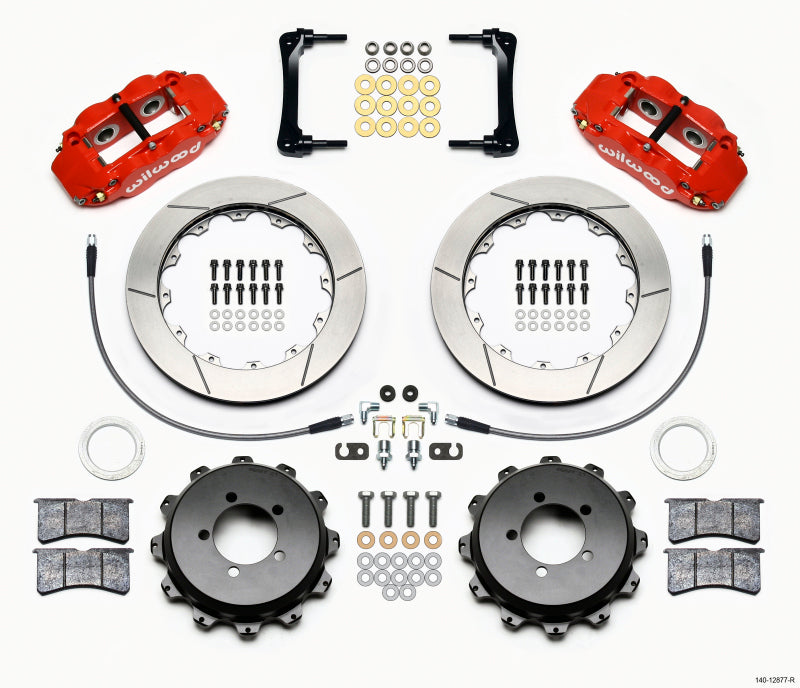 Wilwood Narrow Superlite 4R Rear Kit 12.88in Red with Lines for 2008-2012 Subaru WRX