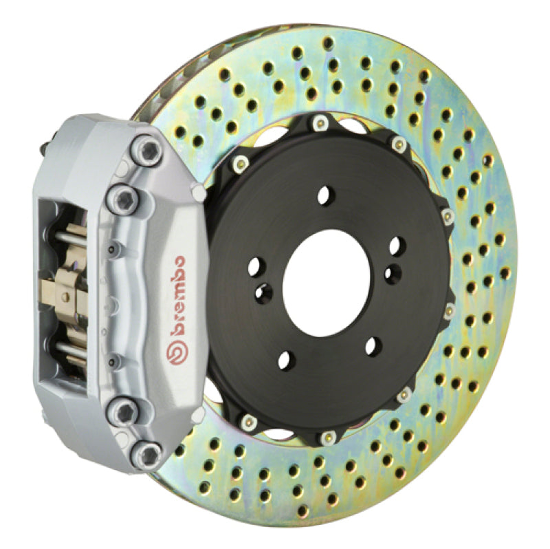 Brembo Front GT BBK 4 Piston Cast 2pc 328x28 2pc Rotor Drilled-Silver for 93-01 Subaru Impreza