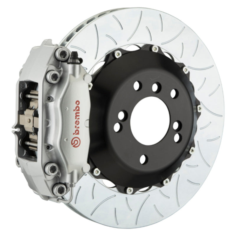 Brembo Rear GT BBK 4 Piston Cast 345x28 2pc Rotor Slotted Type3-Silver for 08-14 Subaru WRX/STI