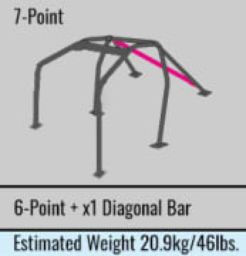 Cusco D1 Chromoly 2-Pssgr 7-PT DASH-THRU Roll Cage GRB CUSCO BLUE for 08-14 Subaru STI - view 4