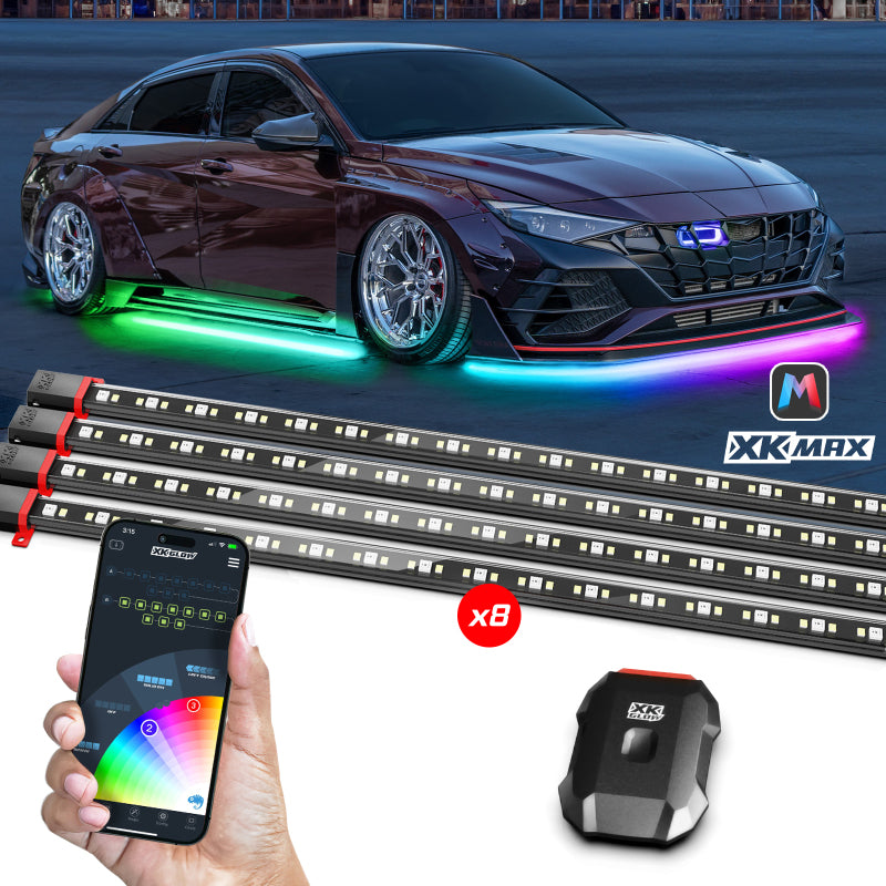 XK Glow XKmax RGBW 8pc Addressable Car Underglow Kit