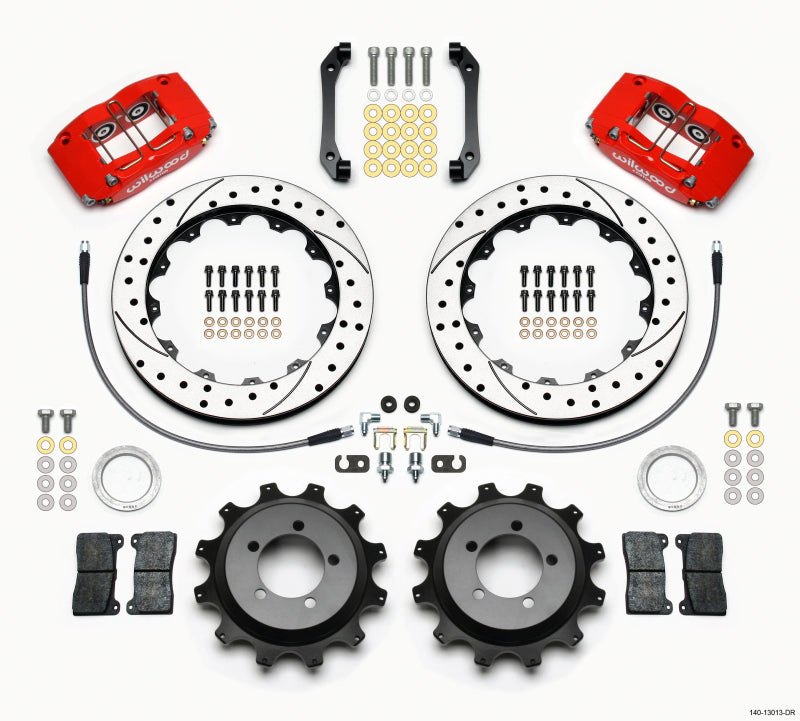 Wilwood Dynapro Radial Rear Kit 12.88in Drilled Red with Lines for 2006-2007 Subaru WRX