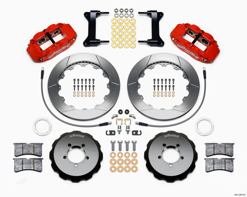 Wilwood Narrow Superlite 6R Front Hat Kit 13.06in Red with Lines for 1999-2012 Subaru WRX