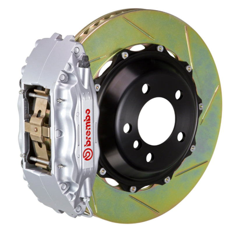 Brembo Front GT BBK 4 Piston Cast 2pc 332x32 2pc Rotor Slotted Type1-Silver for 02-07 Subaru WRX/Impreza