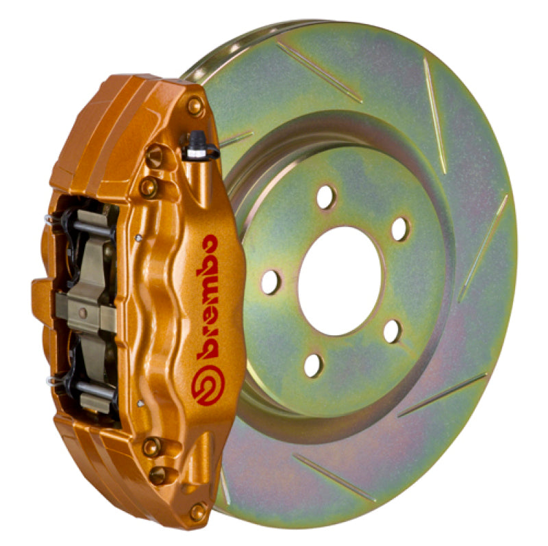 Brembo Front GT BBK 4 Piston Cast 2pc 326 x30 1pc Rotor Slotted Type-1 - Gold for 15-21 Subaru WRX