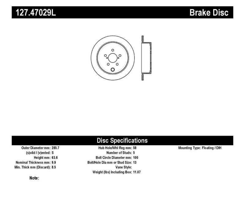Stoptech Coupe Sedan Slotted Drilled Left Rear Rotor for 08-10 Subaru WRX/STI/Impreza - view 6