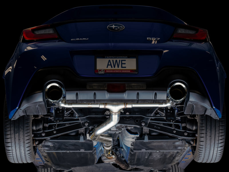 AWE Tuning BRZ Toyota GR86 Toyota 86 Track Edition Cat-Back Exhaust- Chrome Silver Tips - view 8