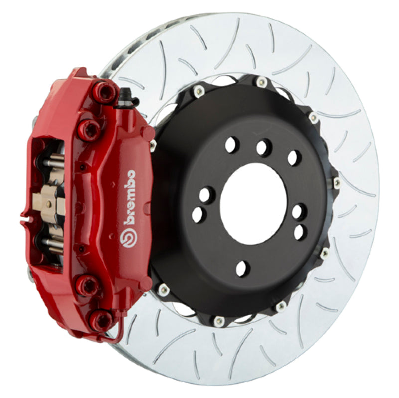 Brembo 22+ Rear GT BBK 4 Piston Cast 345x28 2pc Rotor Slotted Type3-Red for Subaru WRX