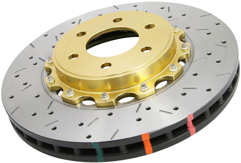 DBA Wagon Front Drilled Slotted 5000 Series 2 Piece Rotor with Gold Hat for 03-06 Subaru Legacy GT - view 2