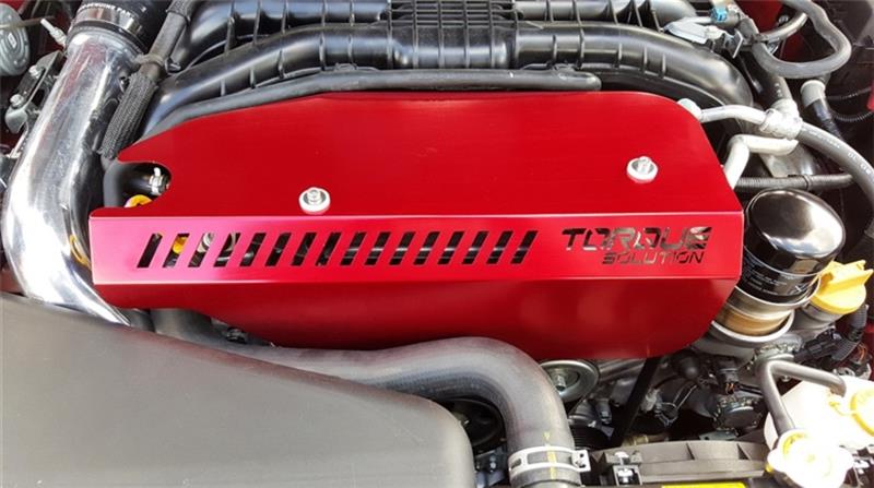 Torque Solution Engine Pulley Cover + + - Red for 2015 Subaru WRX/Forester XT - view 3
