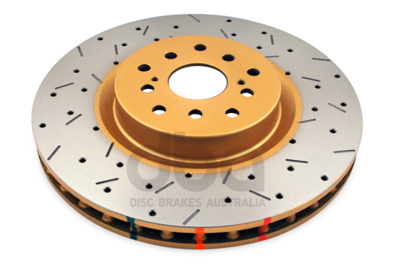 DBA BRZ with Perf. Pkg. 10 Stud Hole Front Drilled Slotted 4000 Series Rotor for 04-12 Subaru STI