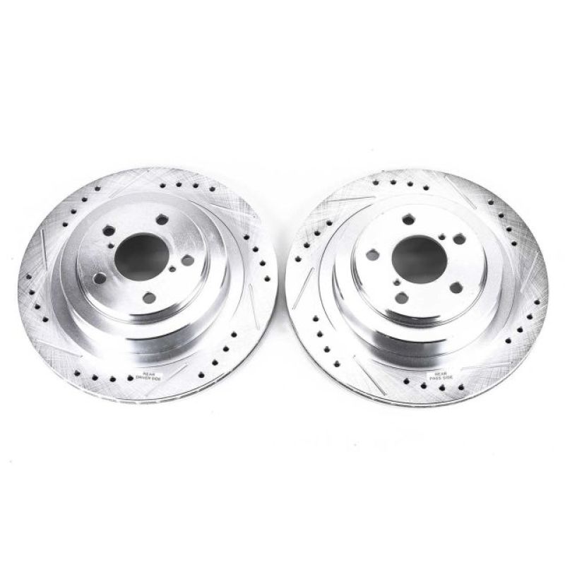 PowerStop Power Stop Rear Evolution Drilled Slotted Rotors - Pair for 06-07 Subaru Impreza