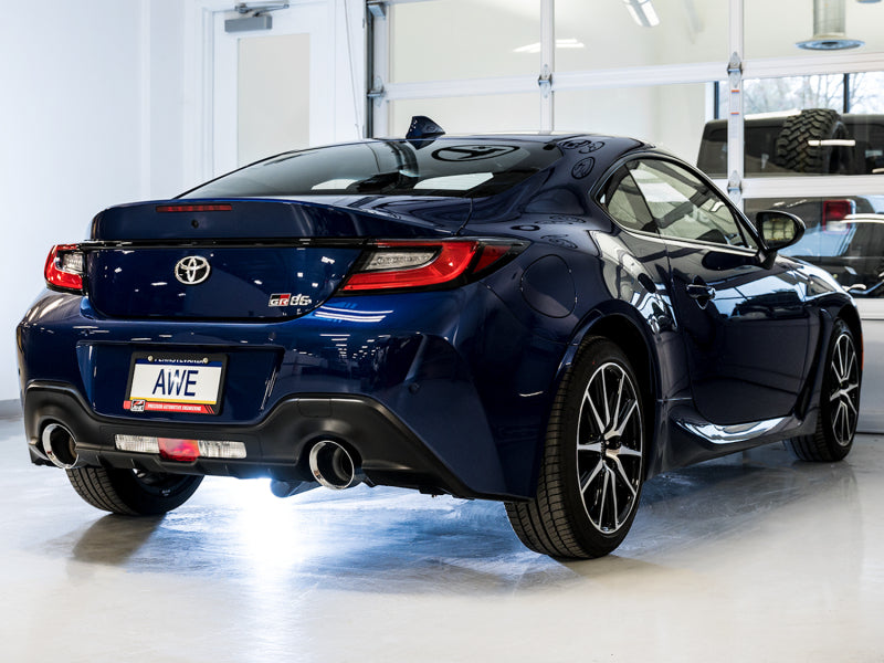 AWE Tuning BRZ Toyota GR86 Toyota 86 Track Edition Cat-Back Exhaust- Chrome Silver Tips - view 2