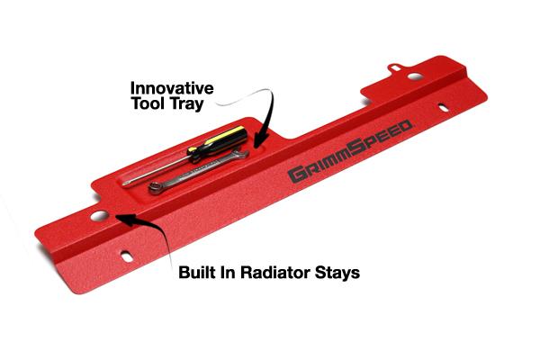 GrimmSpeed Radiator Shroud with Tool Tray - Red for 02-07 Subaru WRX/STI/Impreza - view 4