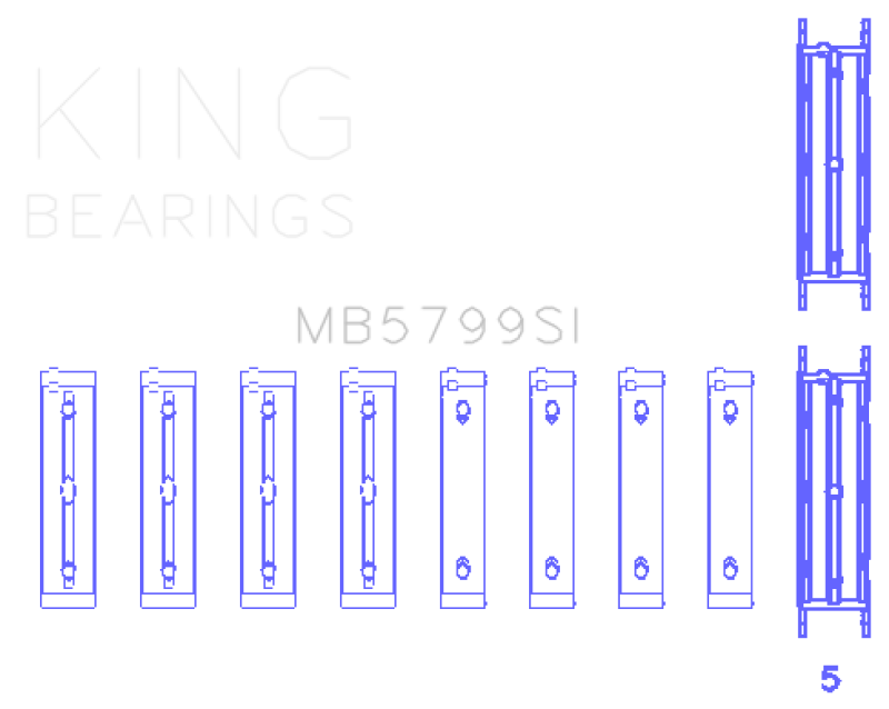 King Engine Bearings FA20 Toyota 4U-GSE O S Housing .005in Main Bearing Set - view 2