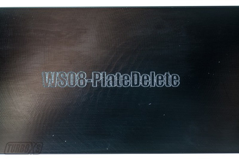 Turbo XS Billet Aluminum License Plate Delete Black Machined Logo for 08-14 Subaru WRX/STI - view 3