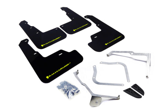 Rally Armor Black UR Mud Flap with Green Logo for 15-21 Subaru WRX/STI