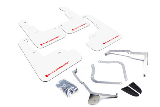 Rally Armor White UR Mud Flap with Red Logo for 15-21 Subaru WRX/STI