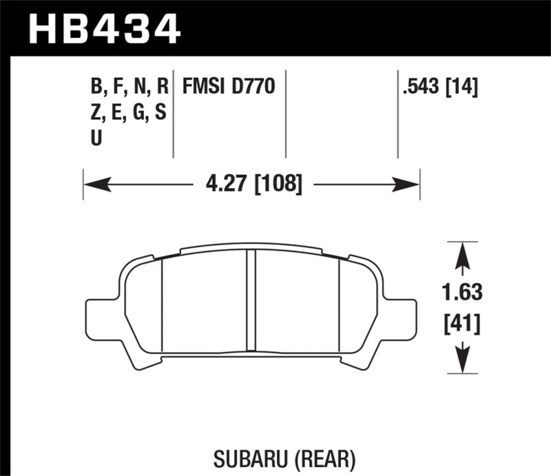 Hawk Performance Hawk D770 Performance Ceramic Street Rear Brake Pads for 02-03 Subaru WRX/LGT - view 2