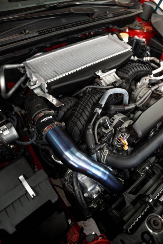 Torque Solution + Ascent Titanium Top Mount Charge Pipe - Burnt Blue for 2022 Subaru WRX - view 2