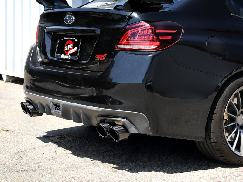 aFe Takeda 3in to 2-1 2in Stainless Cat-Back Exhaust Crbn Fiber Tip for 15-21 Subaru WRX/STI - view 4