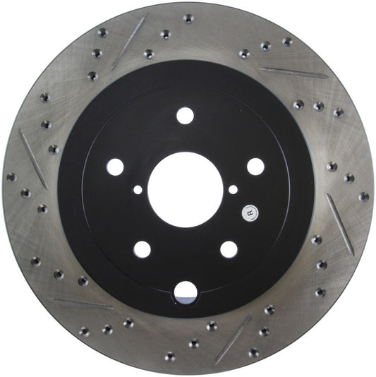 Stoptech 08+ Slotted Drilled Sport Brake Rotor for 05-07 Subaru STI