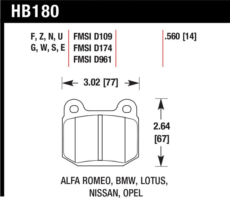 Hawk Performance Hawk Evo 350z Track Performance Ceramic Street Rear Brake Pads for 03-06 Subaru STI