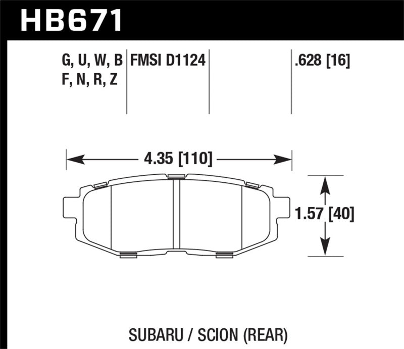 Hawk Performance Hawk 13 Scion FR-S 13 BRZ 3.6R DTC-60 Race Rear Brake Pads - view 2