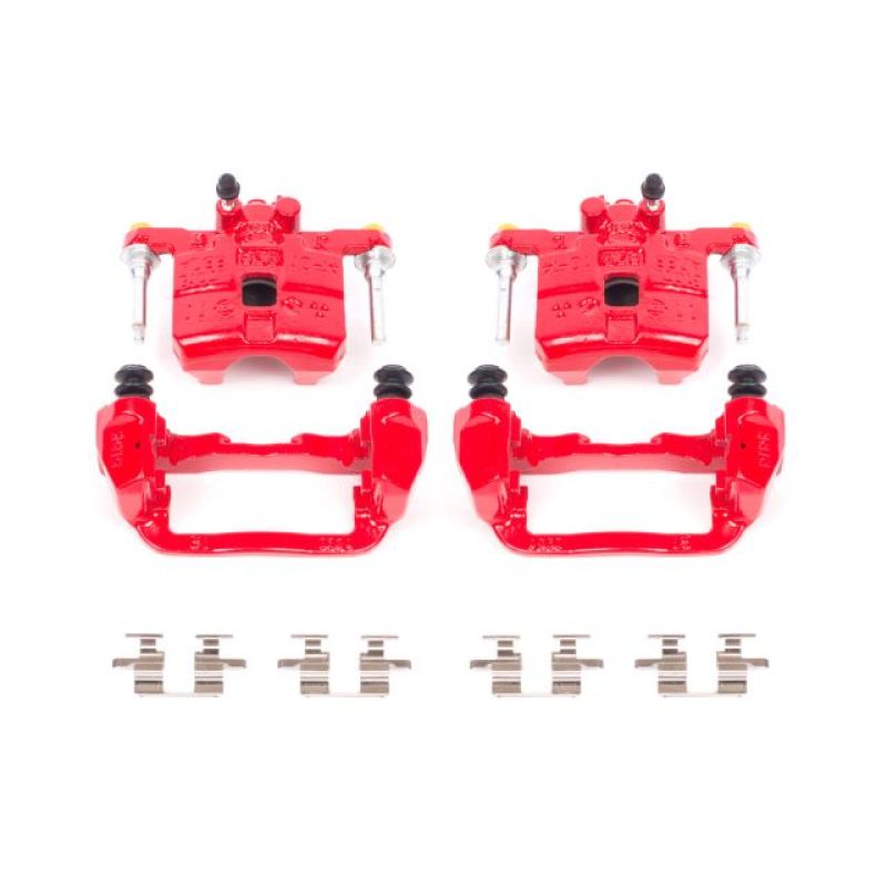 PowerStop Power Stop Rear Red Calipers with Brackets - Pair