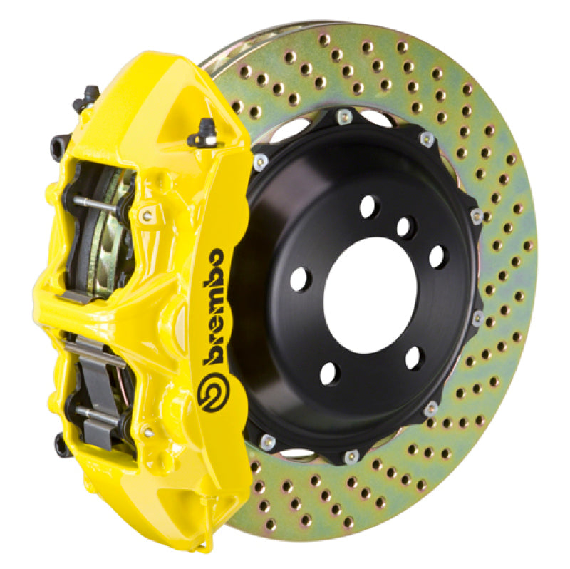 Brembo Front GT BBK 6 Piston Cast 355x32 2pc Rotor Drilled- Yellow for 04-17 Subaru WRX/STI
