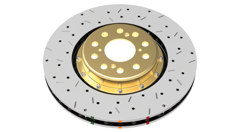 DBA 13+ FR-S 13+ BRZ Premium Front Drilled Slotted 5000 Series Rotor with Gold Hat for 02-10 Subaru WRX - view 5