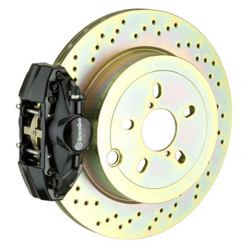 Brembo Rear GT BBK 2 Piston Cast 2pc 316 x20 1pc Rotor Drilled-Black for 02-07 Subaru WRX/Impreza