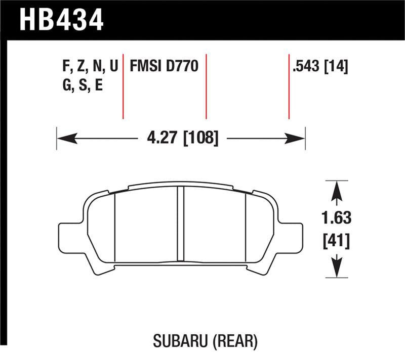 Hawk Performance Hawk D770 Performance Ceramic Street Rear Brake Pads for 02-03 Subaru WRX/LGT