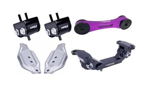 Torque Solution Engine Trans Purple Pitch Mount Kit with Mount Plates - 04+ for 02-14 Subaru WRX/STI
