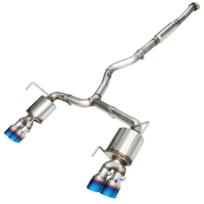 AWE Tuning + VA Sedan Touring Edition Exhaust - Vapor Blue Quad Tips for 2015 Subaru WRX