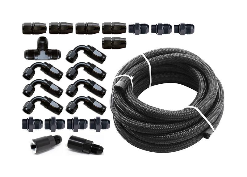 Torque Solution Braided Fuel Line Kit for -6 Aeromotive FPR Flex Fuel Kit for 02-14 Subaru WRX - view 3
