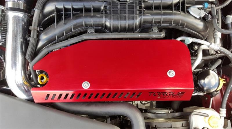 Torque Solution Engine Pulley Cover + + - Red for 2015 Subaru WRX/Forester XT - view 8