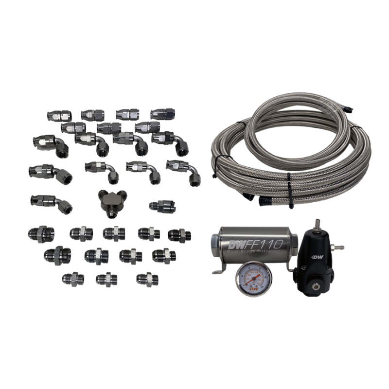DeatschWerks 08+ X2 Series Pump Module -8AN Feed with -6AN Return CPE Plumbing Kit for Subaru WRX/STI