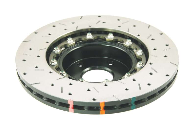 DBA 13+ FR-S 13+ BRZ Premium Front Drilled Slotted 5000 Series Rotor with Black Hat for 02-10 Subaru WRX - view 2