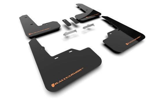 Rally Armor Black UR Mud Flap with Orange Logo for 22-26 Subaru WRX