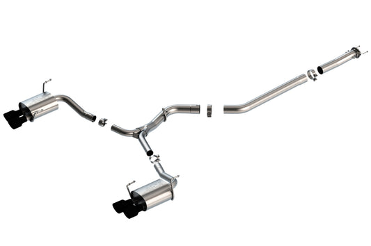 Borla Turbo 3in S-Type Catback Exhaust - 2.5in Black Chrome Tips for 15-19 Subaru WRX/STI