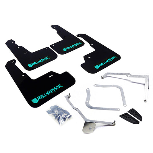 Rally Armor Black UR Mud Flap with Teal Altered Font Logo for 15-21 Subaru WRX/STI