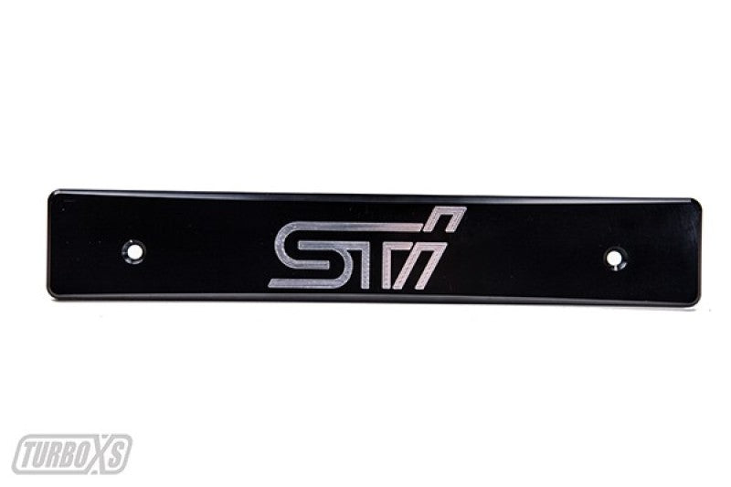 Turbo XS Billet Aluminum License Plate Delete Black Machined Logo for 15-17 Subaru WRX/STI