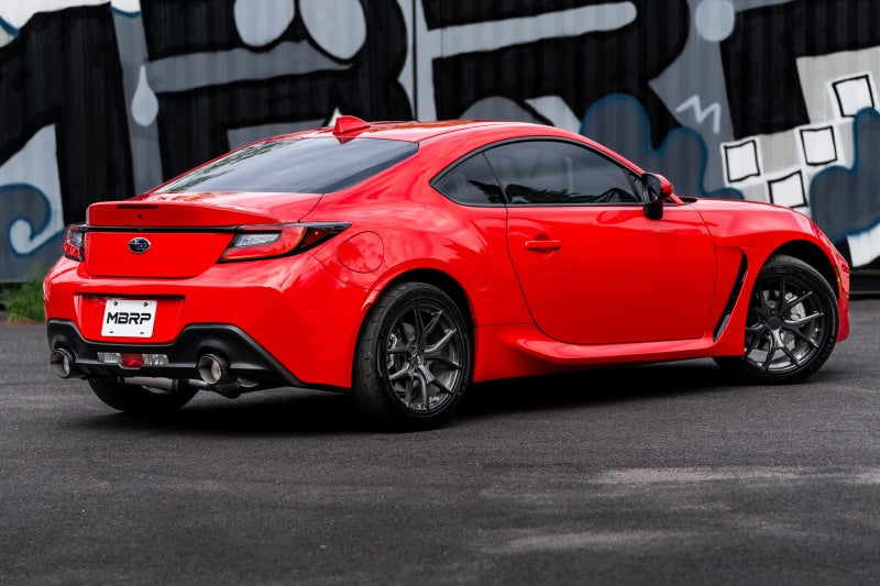 MBRP BRZ 3in Dual Split Rear Cat Back with CF Tips- T304 - view 2