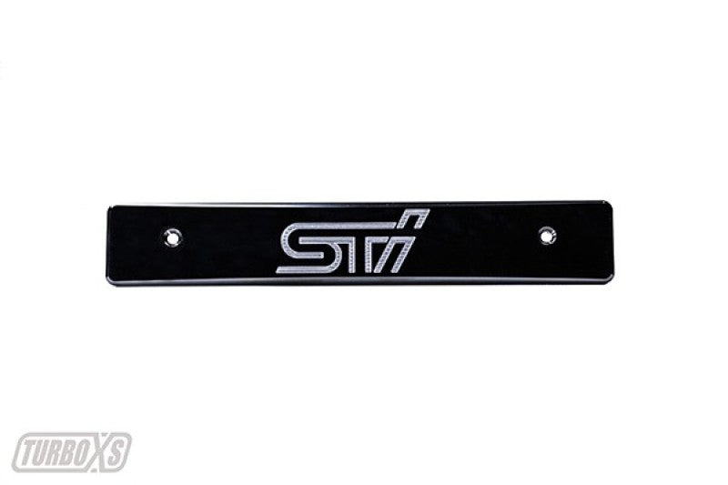 Turbo XS Billet Aluminum License Plate Delete Black Machined Logo for 08-14 Subaru WRX/STI