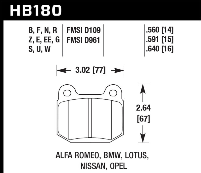 Hawk Performance Hawk Evo 350z Track Performance Ceramic Street Rear Brake Pads for 03-06 Subaru STI - view 3