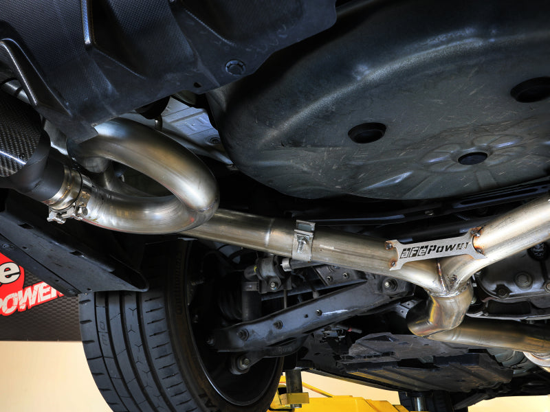 aFe Takeda 3in to 2-1 2in Stainless Cat-Back Exhaust Crbn Fiber Tip for 15-21 Subaru WRX/STI - view 6