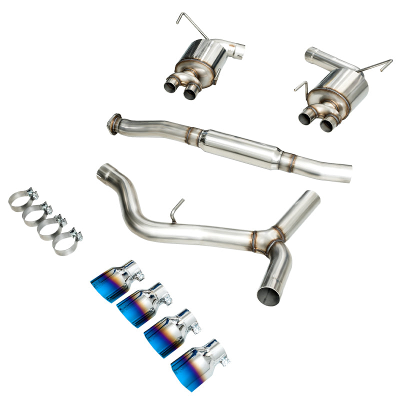 AWE Tuning + VA Sedan Touring Edition Exhaust - Vapor Blue Quad Tips for 2015 Subaru WRX - view 3